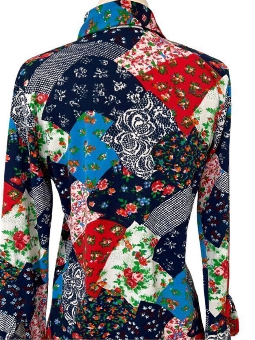 EPIC True Vintage 1970s Mixed Print Patchwork Button Down Shirt